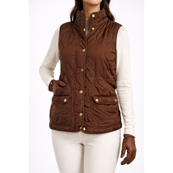 J. Crew Jackets & Blazers - J.Crew Signature Quilted Puffer Vest Women’s Medium Brown PrimaLoft‎ Size Medium